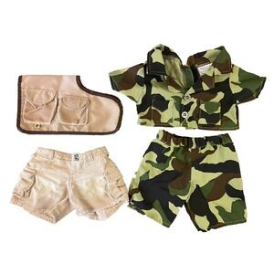 Build A Bear Outfit Camouflage Shorts Shirt Camo Khaki Dog Animal Military Set